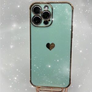 Glamorous iPhone 12 Pro Max Case: Shiny Gold Edge, Heart‎ Design